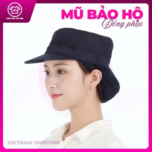 Mũ bảo hộ màu đen ( Lưỡi trai có lưới trùm tóc)